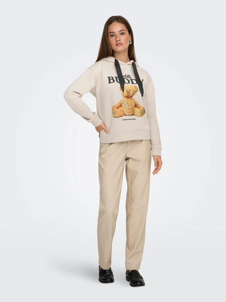 Only - Onlricky L/S Hood Box Swt - 4924854 Pumice Stone Buddy + Black Sateen Strings