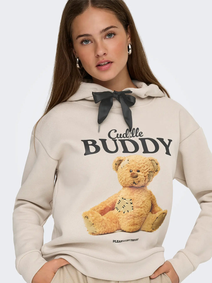Only - Onlricky L/S Hood Box Swt - 4924854 Pumice Stone Buddy + Black Sateen Strings