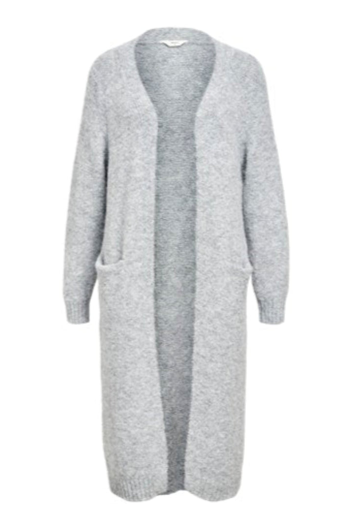 Object - Objmilu Ls Lo Long Knit Cardigan - 4789463 Medium Grey Melange