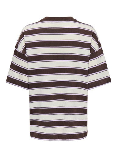 Only - Pglisa Stripe S/S Top - 5236445 Chocolate Torte Egret / Light Purple Stripes