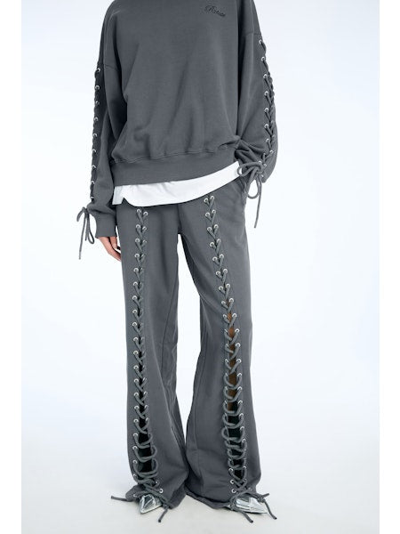 Rotate - Lacing Crewneck 1154681205 - 1205 Gray Pinstripe