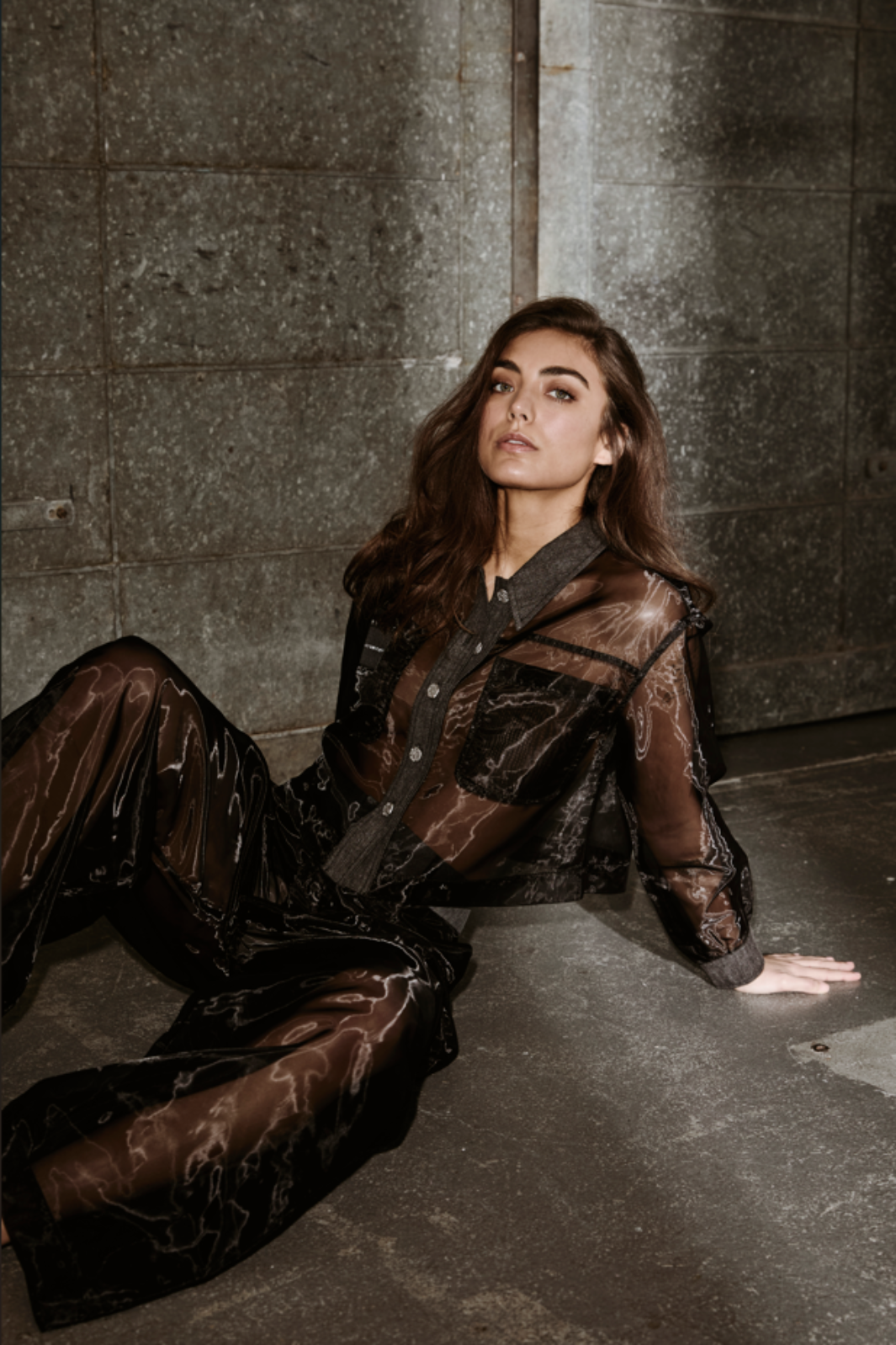 Haute L'Amitié - Organza Crop Denim Shirt HL10614 - Black