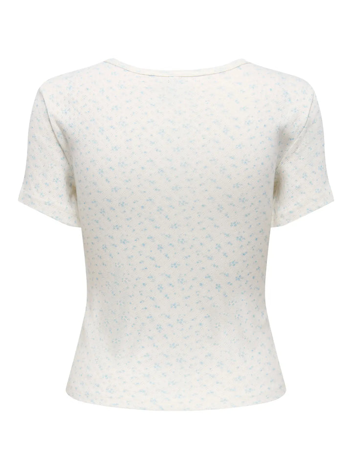 Only - Onlmadison S/S O-Neck Baby Tee - 5011787 Cloud Dancer Vivi Winter Sky