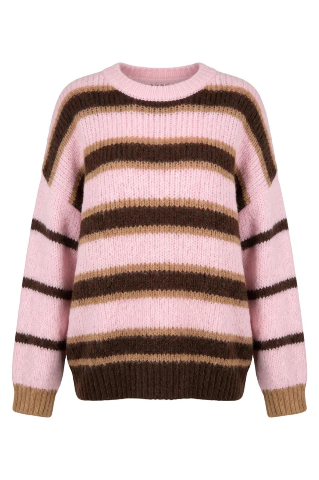 A-Bee - Hallie 6136 - Camel / Pink / Brown Stripe Strikbluser 