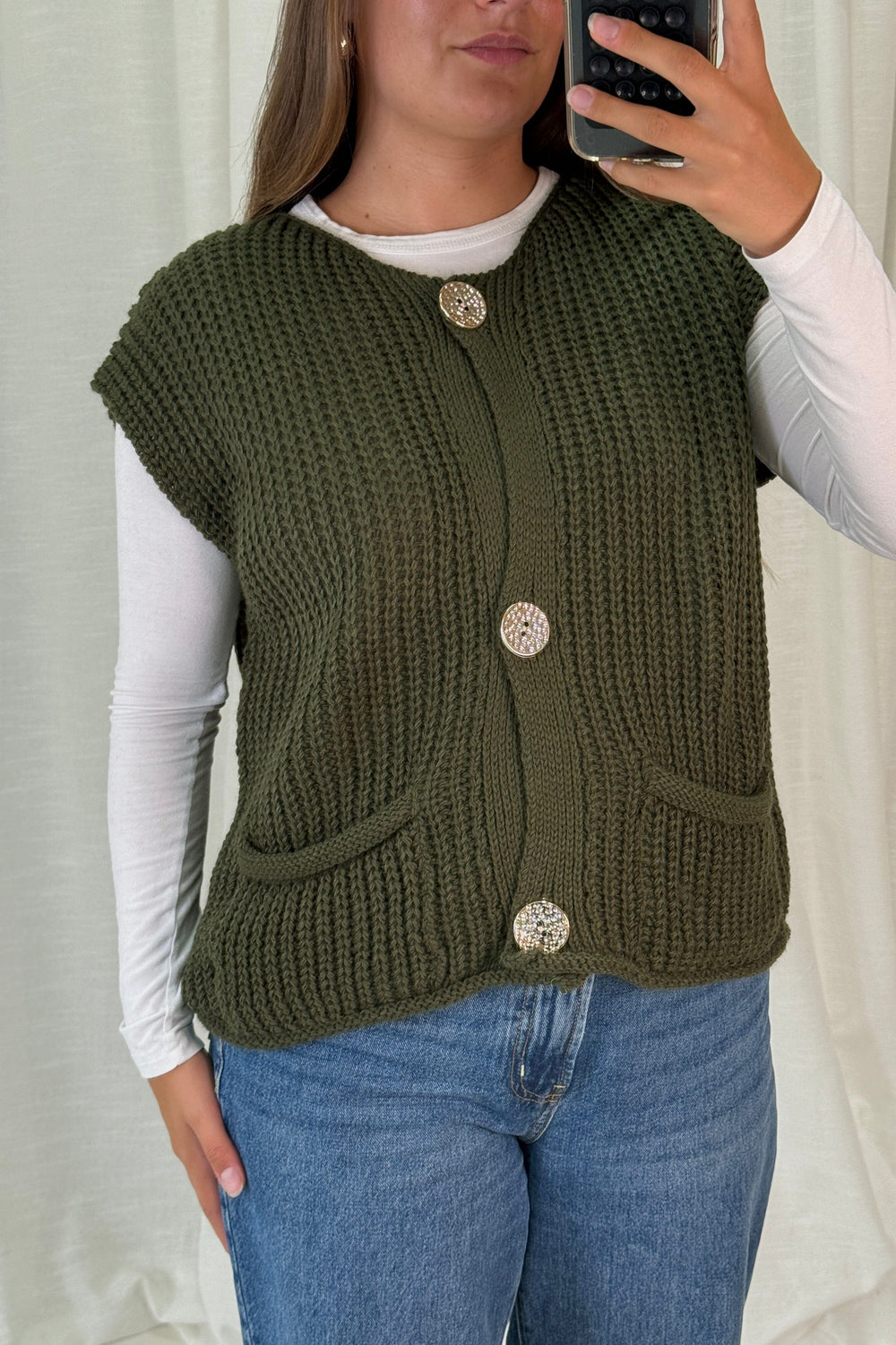 A-bee - Marya Vest - Khaki Veste 