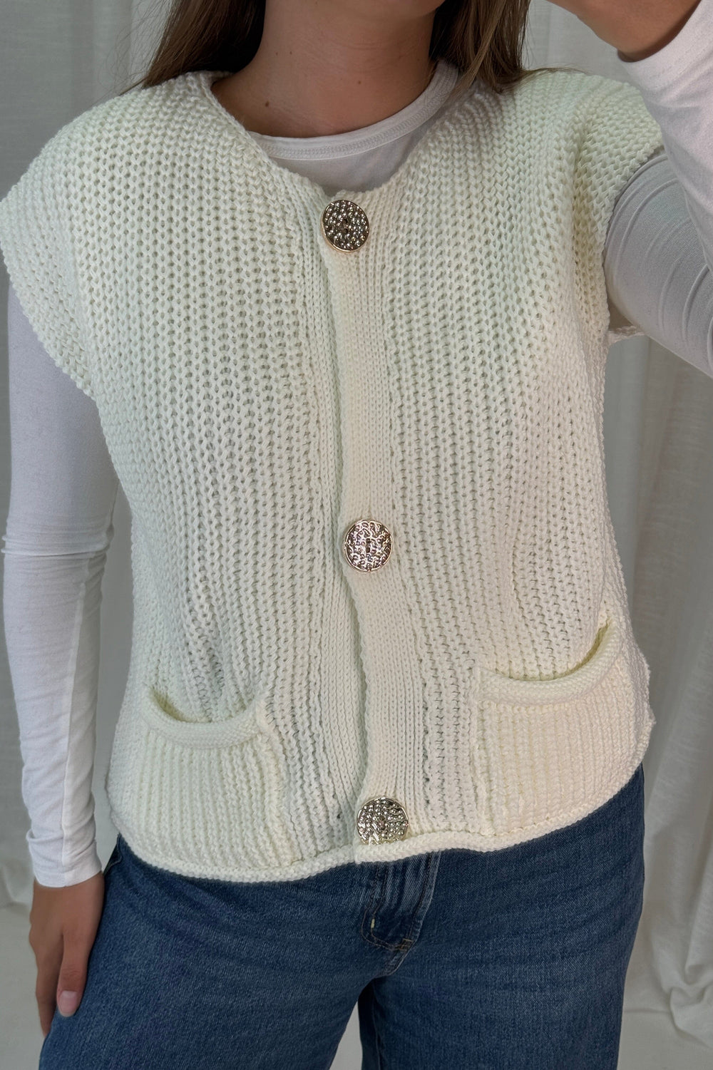 A-bee - Marya Vest - White Veste 