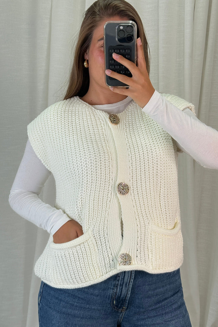 A-bee - Marya Vest - White Veste 