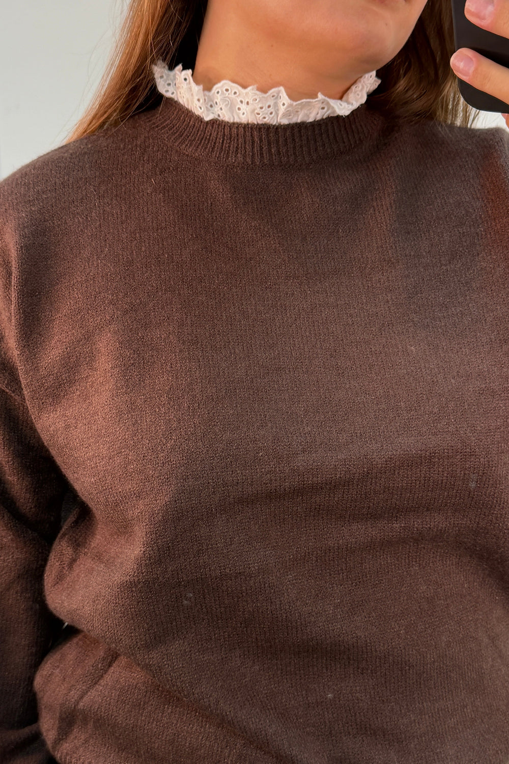 A-bee - Mirielle knit Sweater - Chocolate Strikbluser 