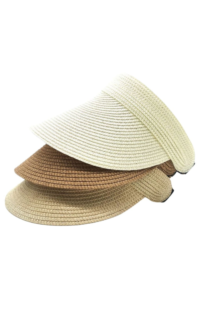 A-bee - Visor Straw Elastic Hat - Beige Hatte 