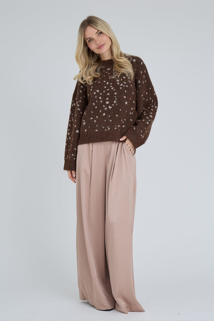 A-View - Deer Knit Pullover AV8343 - 156 - Brown/Sand