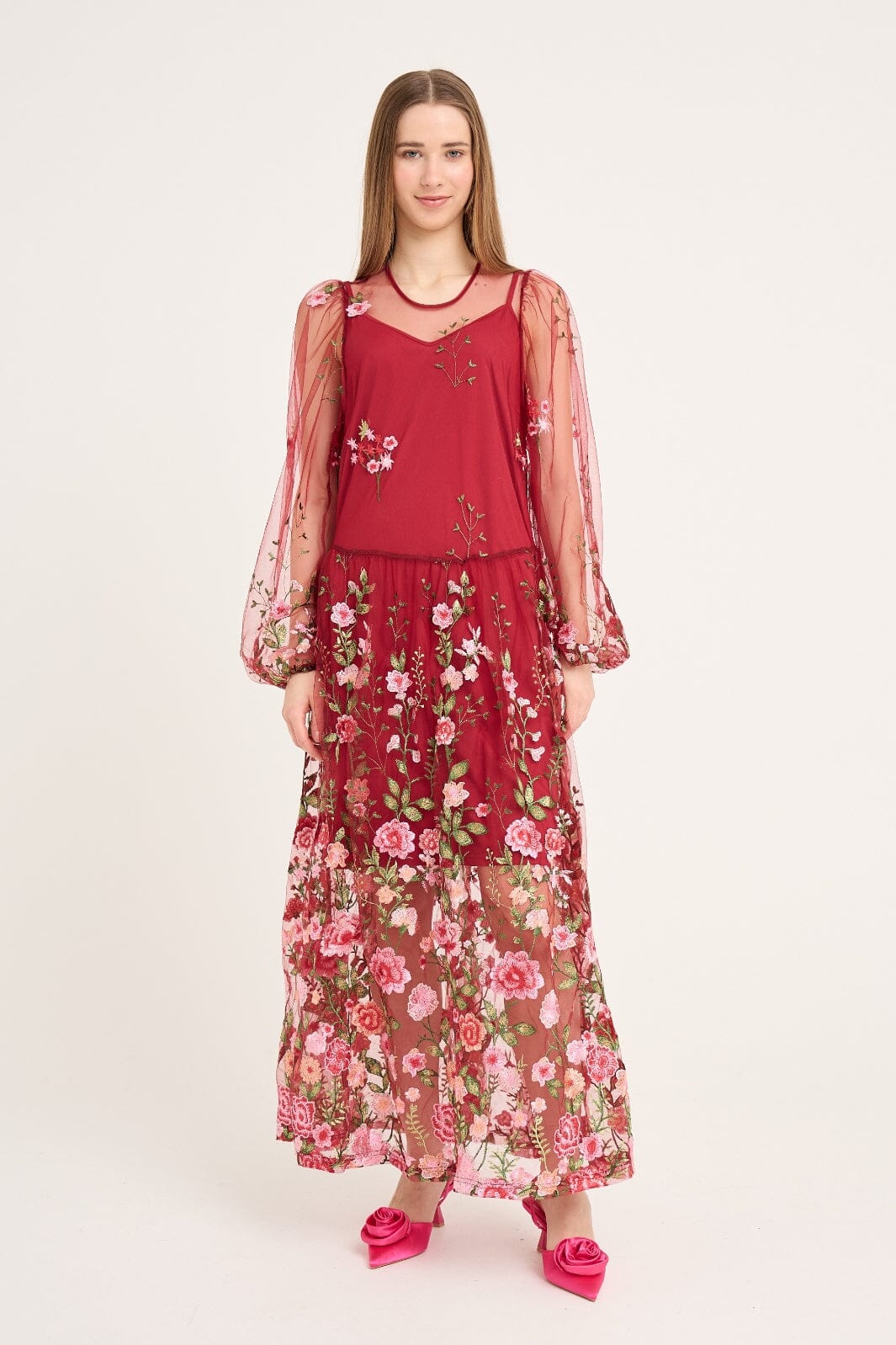 A-View - Fuschia Dress AV4614 - 373 - Bordeaux/Rose