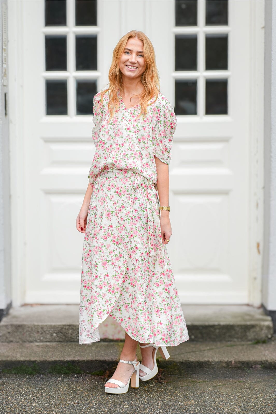 A-View - Peony Wrap Skirt AV4601-V - 199 - White/Pink