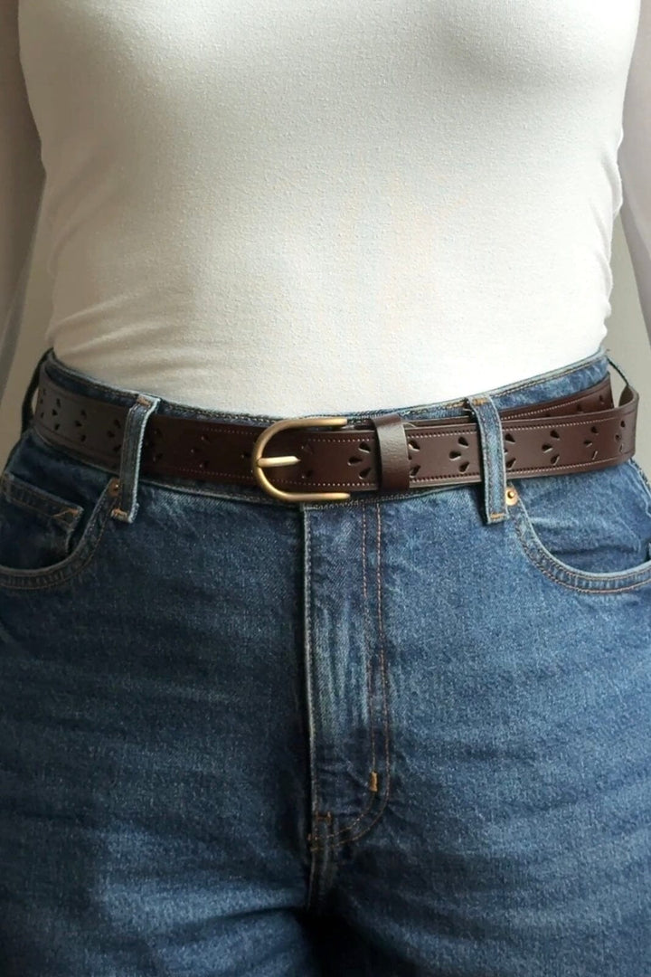 Anobel Copenhagen - Womens Belt Flower Pattern CF-9003 - Dark Brown Bælter 