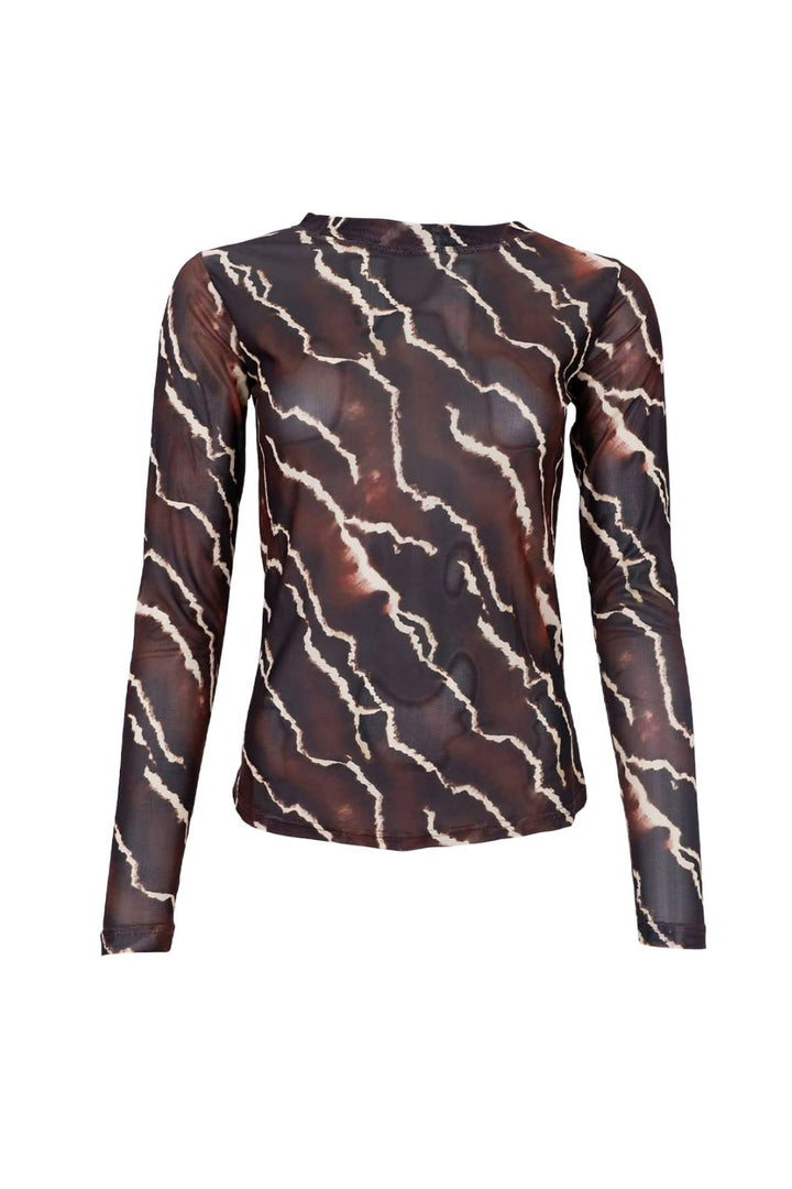 Black Colour - Bcannie Mesh Blouse 3846 - Shirts - Mocca Marble Bluser 