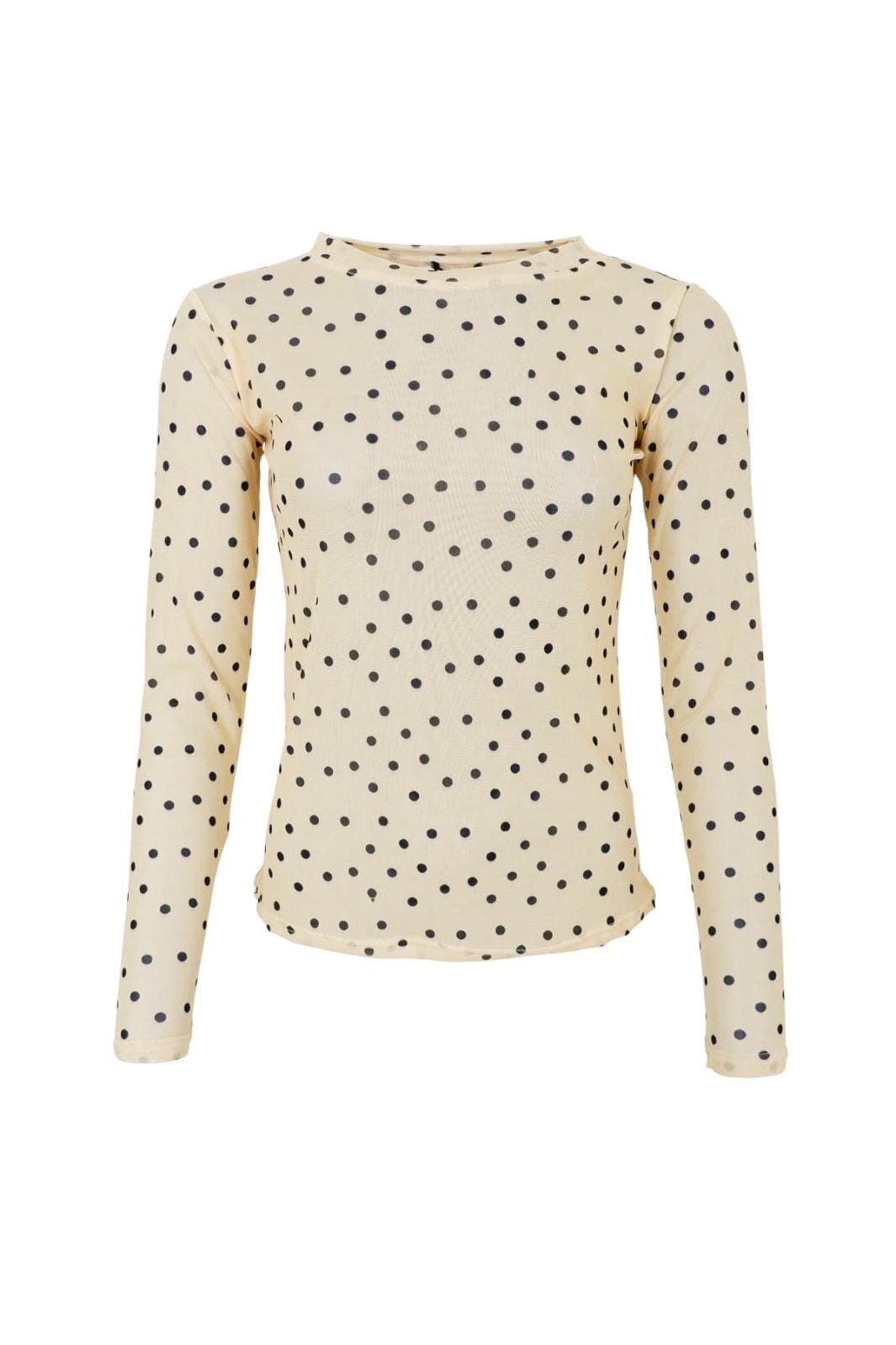 Black Colour - Bcannie Mesh Blouse 3846 - Shirts - Yellow Dot Bluser 