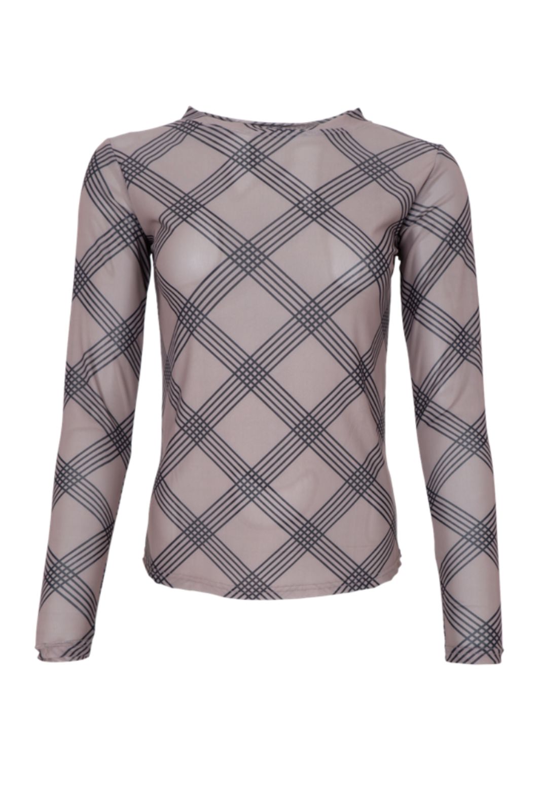 Black Colour - Bcannie Mesh Blouse 3846 - Shirts,Mesh & Basic Blouses - Taupe Argyle