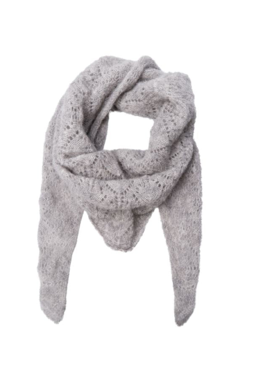 Black Colour - Bcdell Needledrop Mini Scarf 208432 - Lt. Grey