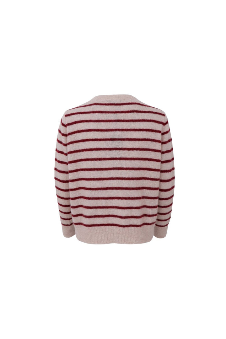 Black Colour - Bcdell Striped Knit Cardigan 1197 - Wine