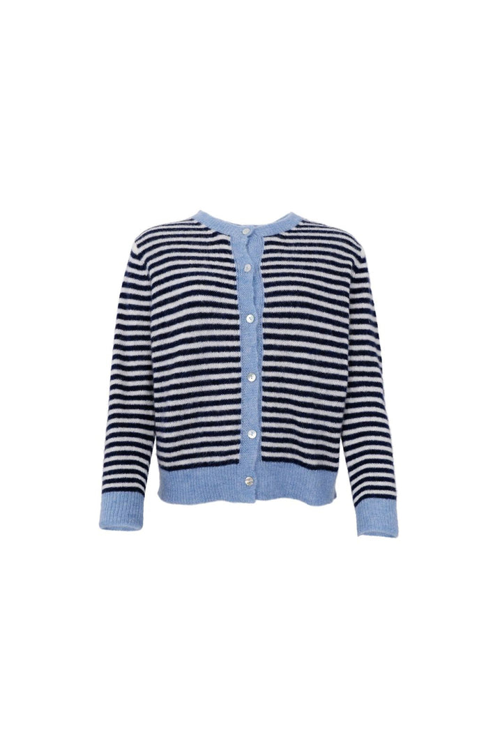 Black Colour - Bcdell Striped Knit Cardigan 1245 - Navy