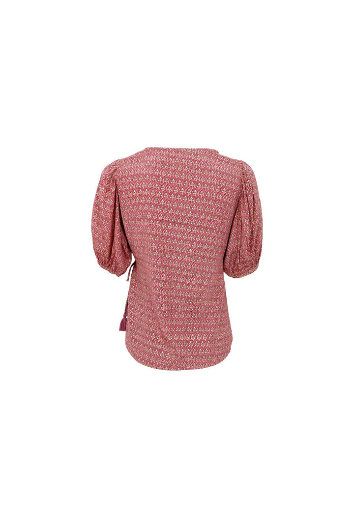 Black Colour - Bcluna Puff Sleeve Wrap Blouse 39175 - Indie Berry