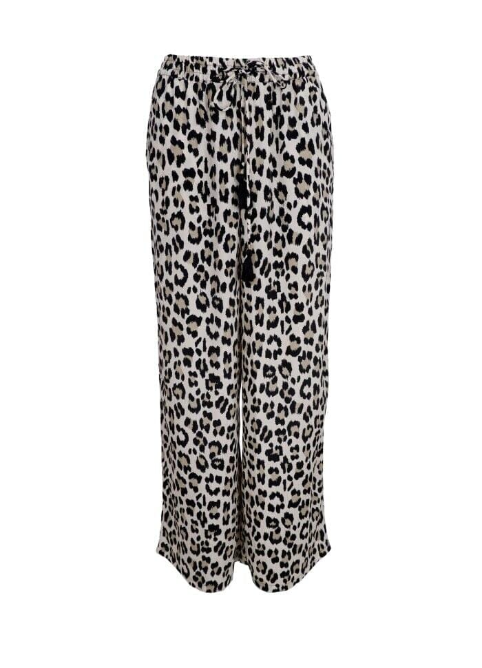 Forudbestilling - Black Colour - Bcluna Straight Pant - Lt. Leopard Bukser 