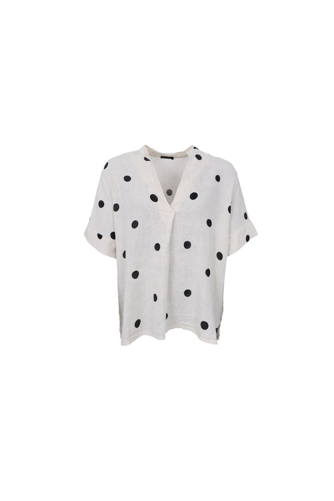 Black Colour - Bcmelina Ss Linen Blouse 40842 - Dot