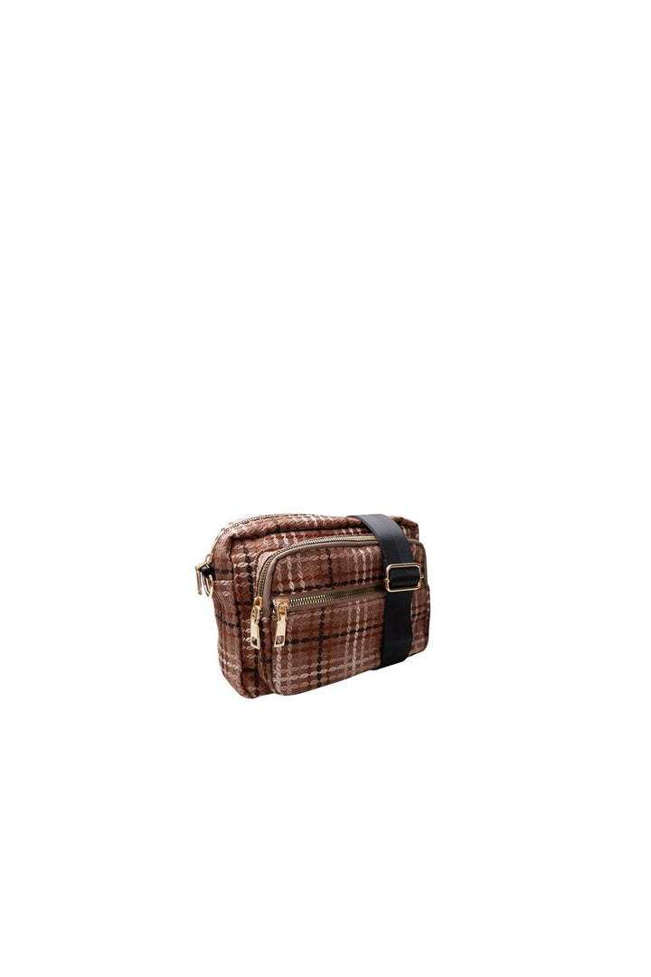 Black Colour - Bcvanda Check Crossover Bag 9386 - Espresso
