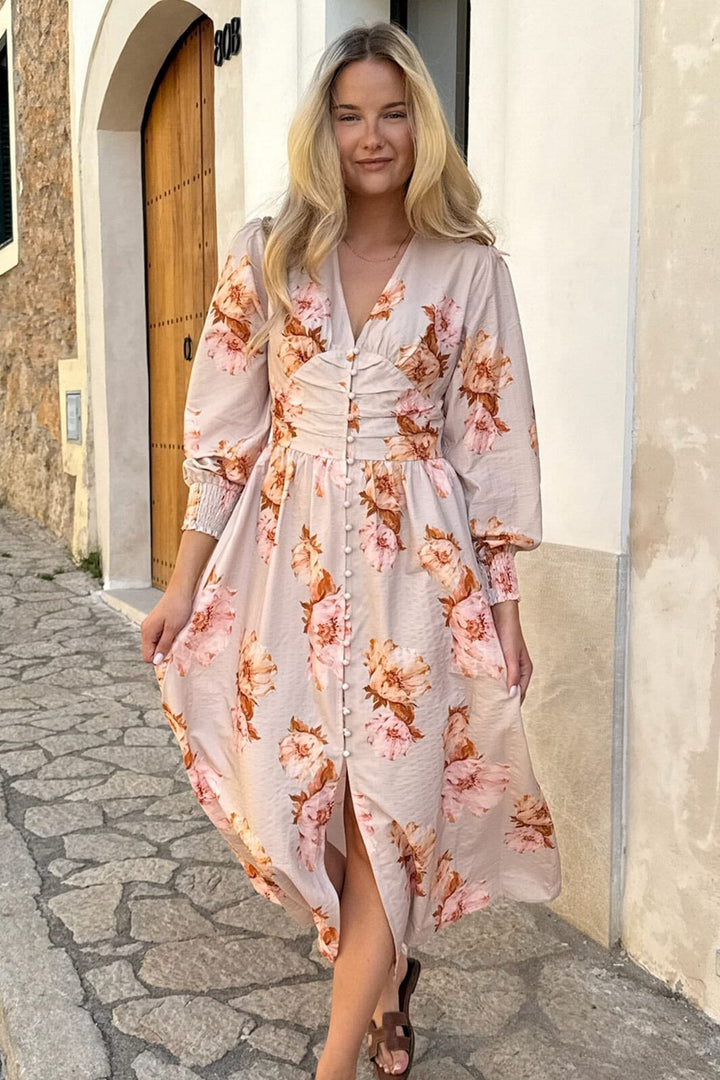 BYIC - Adelic Long Dress A2327 - Dusty Rose Print