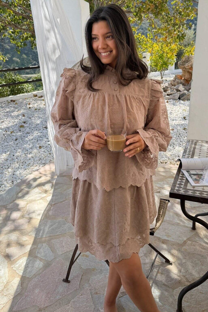 BYIC - Ellinoric Lace Mini Skirt 2576 - Vintage Light Brown Nederdele 