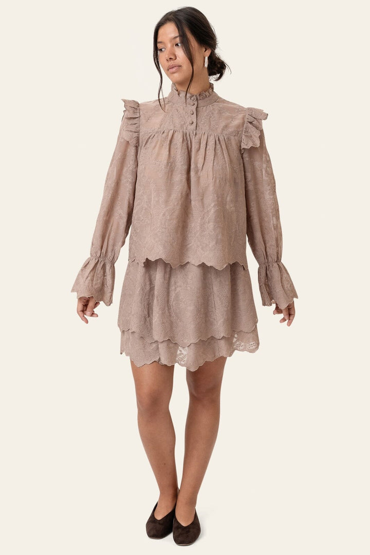 BYIC - Ellinoric Lace Mini Skirt 2576 - Vintage Light Brown