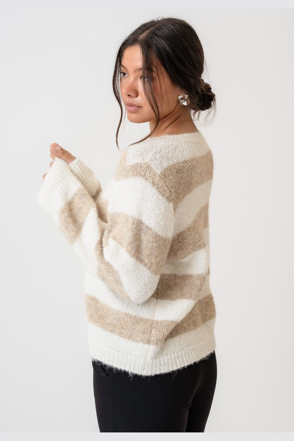 BYIC - Idunic Cardigan 8075 - Beige White Stripes