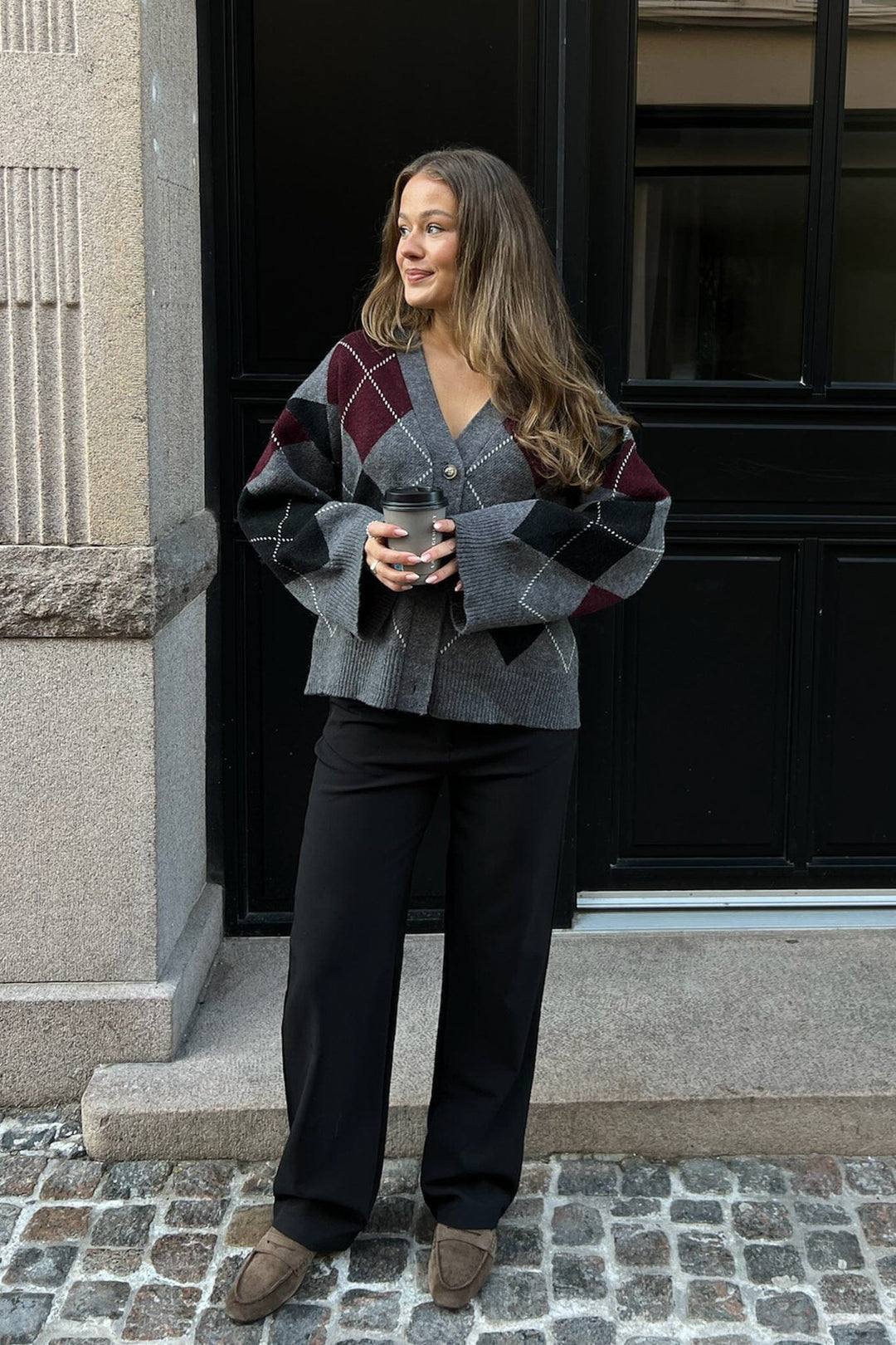 BYIC - Saschaic Cardigan D076 - Grey Argyle Cardigans 