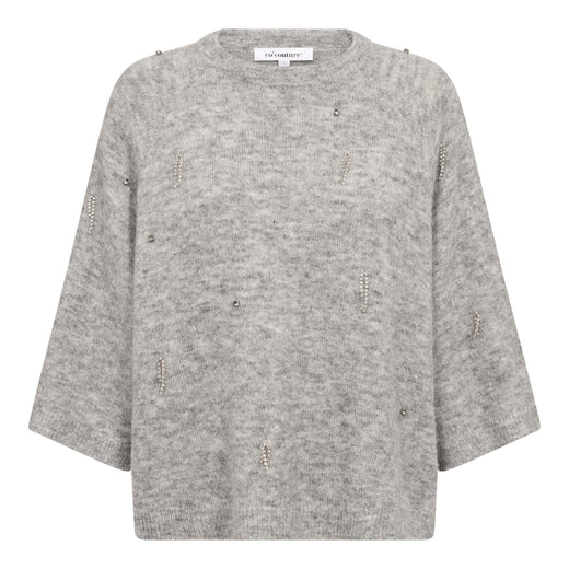 Co´Couture - Aellecc Ss Knit 500583 - 65006 - Grey Melange Strikbluser 