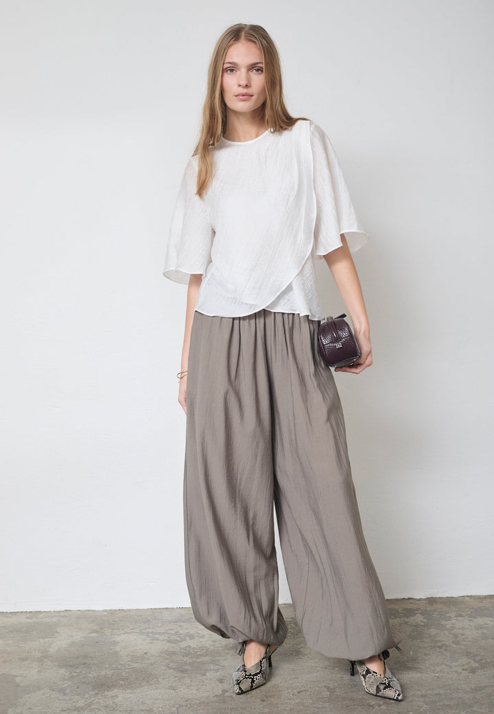 Co´Couture - Connycc Drape Ss Blouse 45093 - 4000 - White T-shirts 