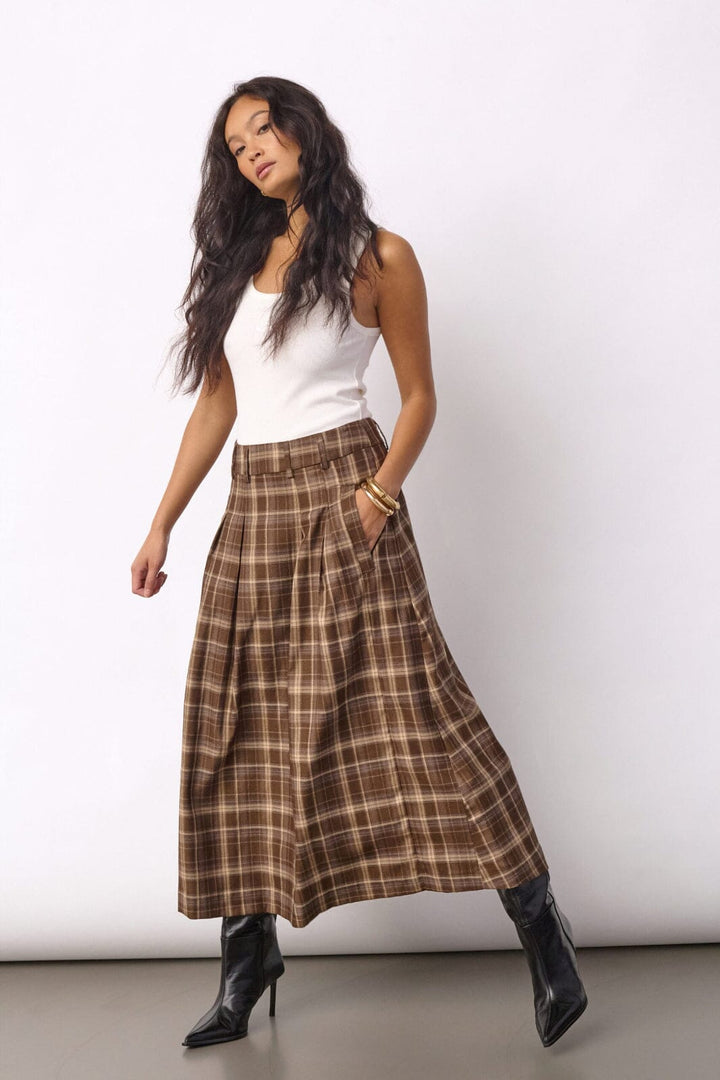 Co´Couture - Dagnycc Anya Check Pleat Skirt 500071 - 20002 - Brown Nederdele 