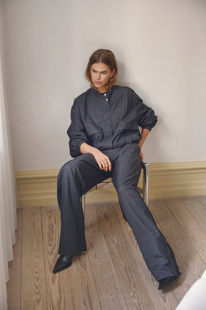 Co´Couture - Eloracc Check Barrel Pant 500307 - 65002 - Dark Grey Bukser 