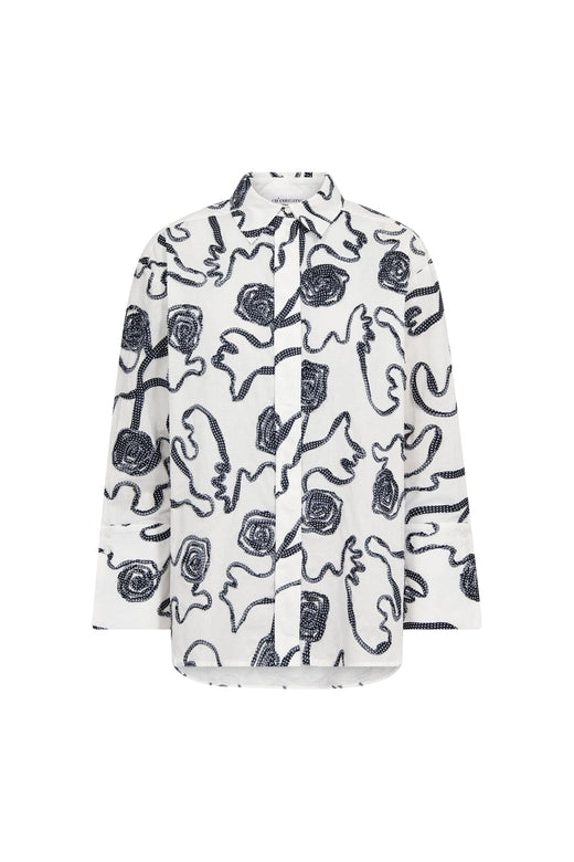 Co´Couture - Elriccc Flower Ls Shirt 500348 - 40007 - Navy