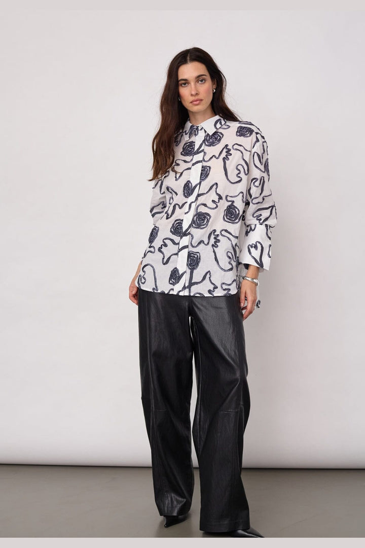 Co´Couture - Elriccc Flower Ls Shirt 500348 - 40007 - Navy