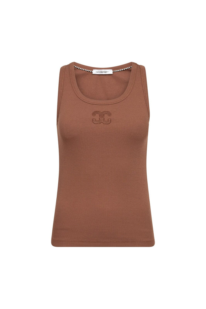 Co´Couture - Grannycc Rib Solid Emb Tank 43009 - 35 - Suntan