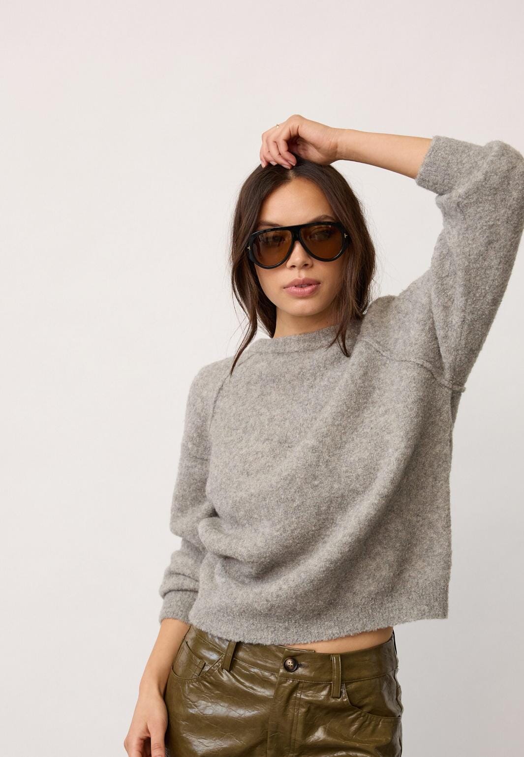 Co´Couture - Kailacc Ls Knit 500226 - 65006 - Grey Melange Strikbluser 