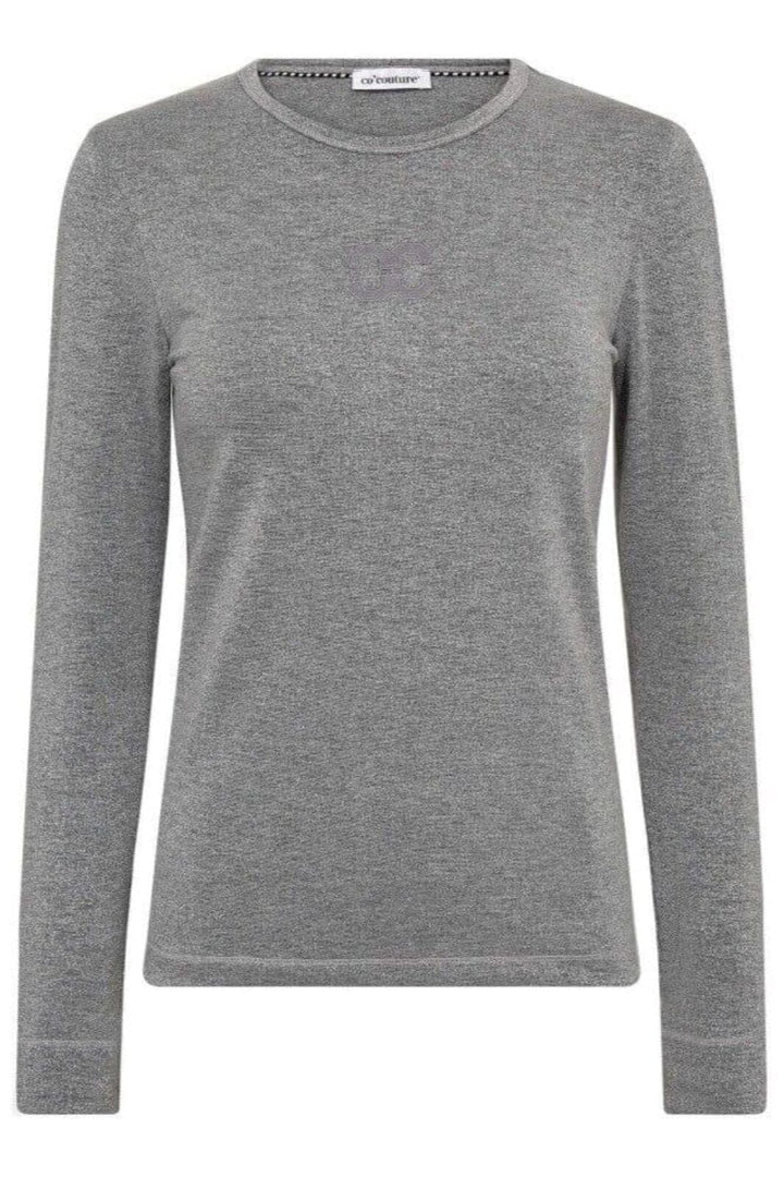 Co´Couture - Mannycc Lurex Emb L/S Tee 33210 - 930 - Silver T-shirts 