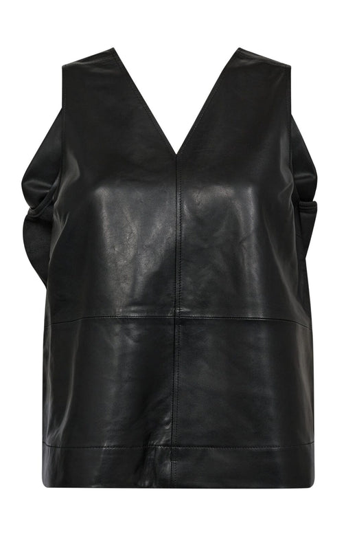 Co´Couture - Phoebecc Leather Bow V-Top 35884 - 96 - Black