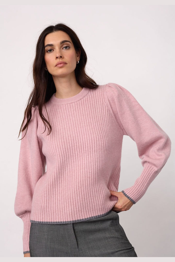 Co´Couture - Rowcc Puff Rib O-Knit 500282 - 35006 - Rosebloom
