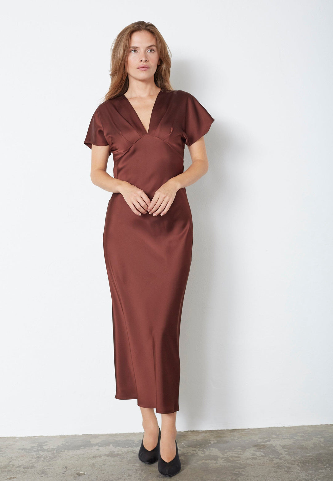 Co´Couture - Safiracc V-Dress 36565 - 145 - Dark Brown Kjoler 