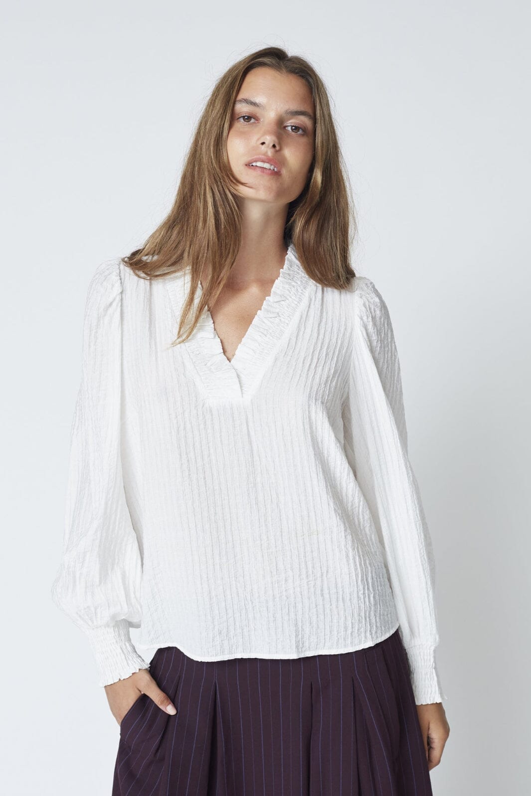 Co´Couture - Shinacc V-Blouse 35922 - 11 - Off White Bluser 