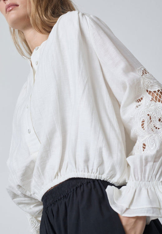 Co´Couture - Stinacc Emb Blouse 45078 - 11 - Off White Bluser 