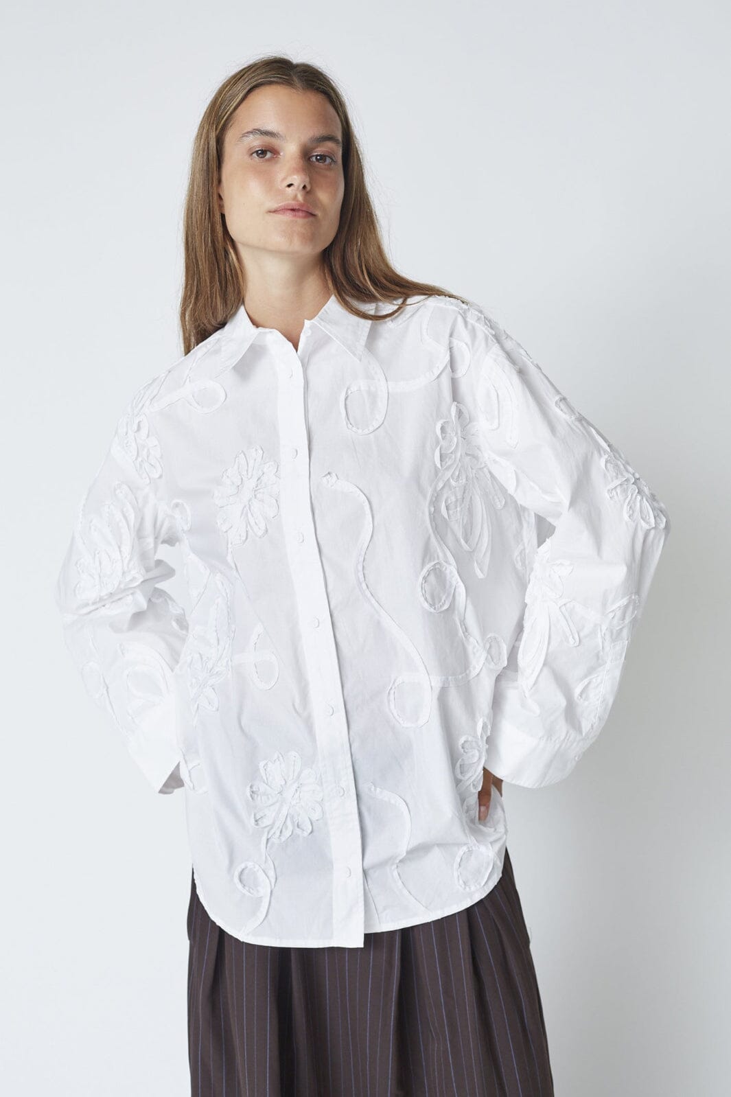 Co´Couture - Xaviercc Flower Shirt 45047 - 4000 - White Skjorter 
