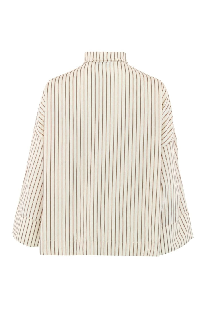 Continue - Klara L/S Brown Stripe 14986 - Brown Stripe Gold Buttons.