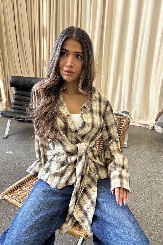 Continue - Leann Wrap Check 15401 - Sand Check Skjorter 