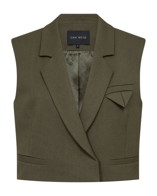 Copenhagen Muse - Cmtailor-short-waistcoat 203883 - 8705 Ivy Green Melange 